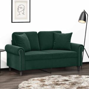 vidaXL pyntepuder 2 stk. 40x40 cm velour mørkegrøn