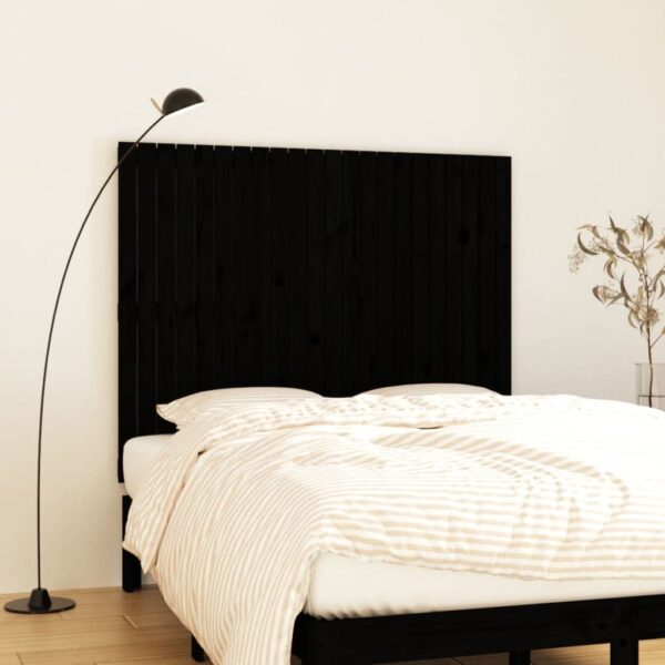 vidaXL sengegavl 140x3x110 cm massivt fyrretræ sort