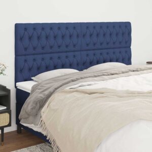 vidaXL sengegavl blå 180x7x118/128 cm stof