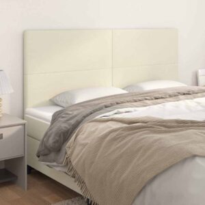 vidaXL sengegavl cremefarvet 200x5x118/128 cm kunstlæder
