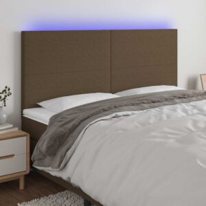 vidaXL sengegavl med LED-lys 200x5x118/128 cm stof mørkebrun