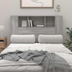 vidaXL sengegavl med opbevaring 120x18,5x102,5 cm grå sonoma-eg