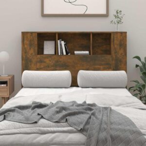 vidaXL sengegavl med opbevaring 120x18,5x102,5 cm røget egetræsfarve