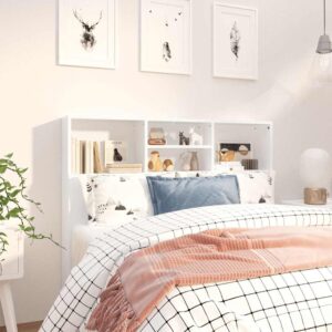 vidaXL sengegavl med opbevaring 120x19x103,5 cm hvid