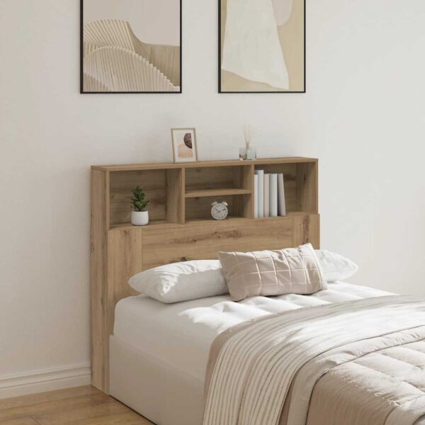 vidaXL sengegavl med opbevaring 120x19x103,5cm konstrueret træ kunsteg
