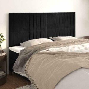 vidaXL sengegavl sort 160x5x118/128 cm fløjl
