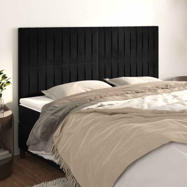 vidaXL sengegavl sort 160x5x118/128 cm fløjl