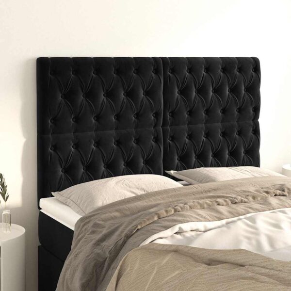 vidaXL sengegavl sort 160x7x118/128 cm fløjl