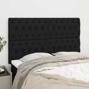 vidaXL sengegavl sort 160x7x118/128 cm stof