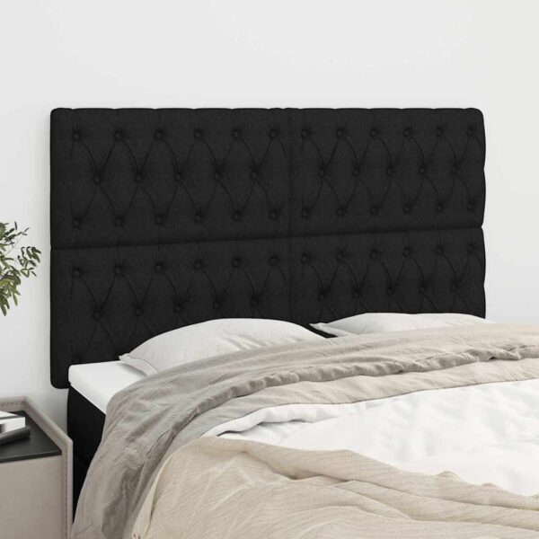 vidaXL sengegavl sort 160x7x118/128 cm stof