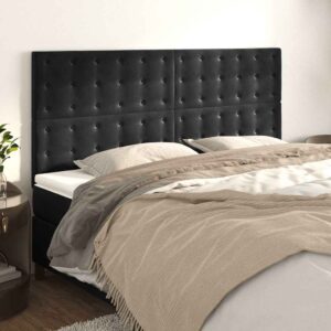 vidaXL sengegavl sort 180x5x118/128 cm fløjl