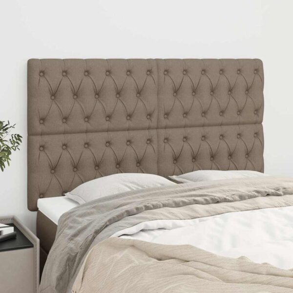 vidaXL sengegavl taupe 160x7x118/128 cm stof