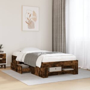 vidaXL sengeramme 90x200 cm uden madras konstrueret træ røget eg