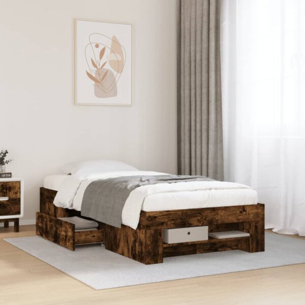 vidaXL sengeramme 90x200 cm uden madras konstrueret træ røget eg