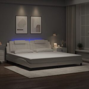 vidaXL sengeramme Viana med LED uden madras 200x200 cm hvid