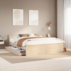 vidaXL sengeramme m. sengegavl 180x200 cm uden madras massivt fyr hvid