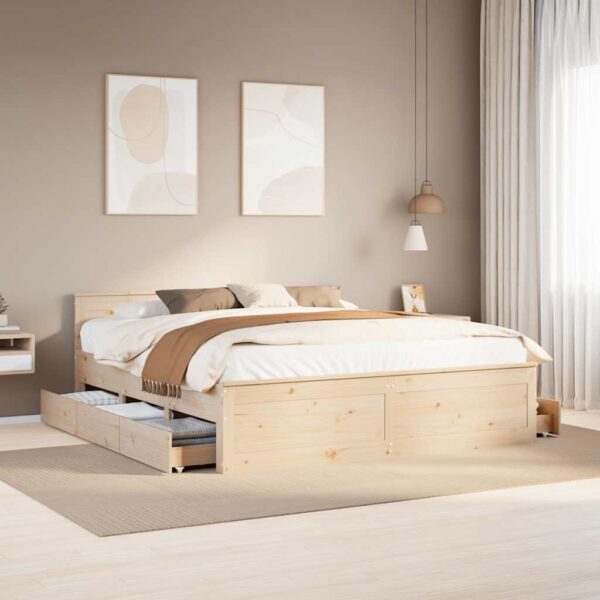 vidaXL sengeramme m. sengegavl 180x200 cm uden madras massivt fyr hvid