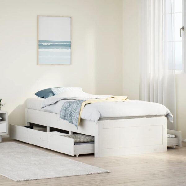 vidaXL sengeramme m. skuffer 90x200 cm uden madras massivt fyr hvid