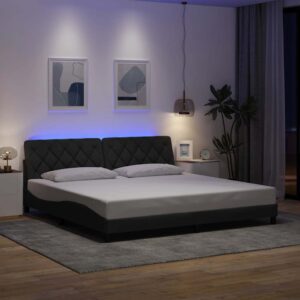 vidaXL sengeramme med LED uden madras 200x200 cm stof mørkegrå