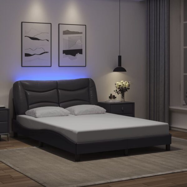 vidaXL sengeramme med LED uden madras Hvar 120x200 cm grå