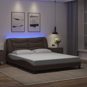 vidaXL sengeramme med LED uden madras Hvar 160x200 cm brun