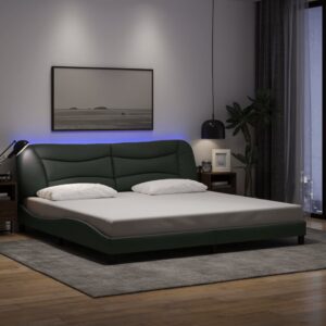 vidaXL sengeramme med LED uden madras Hvar 200x200 cm stof mørkegrå