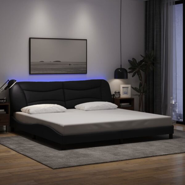 vidaXL sengeramme med LED uden madras Hvar 200x200 cm stof sort