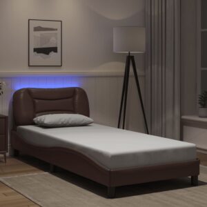 vidaXL sengeramme med LED uden madras Hvar 90x200 cm brun