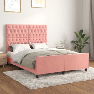 vidaXL sengeramme med sengegavl 140x200 cm fløjl pink