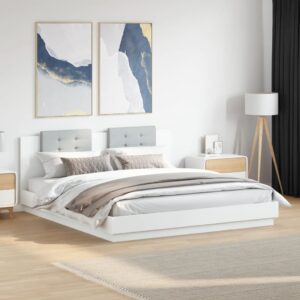vidaXL sengeramme med sengegavl 180x200 cm konstrueret træ hvid