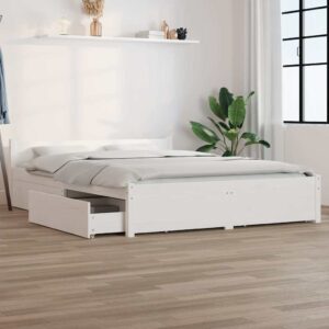 vidaXL sengeramme med skuffer 140x200 cm hvid