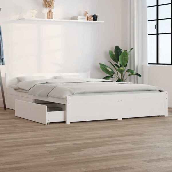 vidaXL sengeramme med skuffer 140x200 cm hvid
