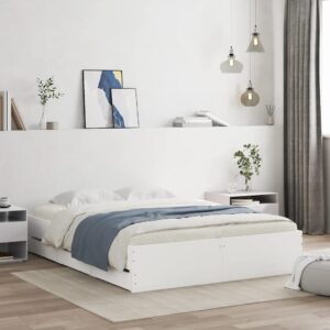 vidaXL sengeramme med skuffer 140x200 cm konstrueret træ hvid