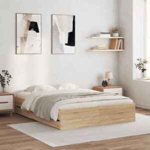 vidaXL sengeramme med skuffer 140x200 cm konstrueret træ sonoma-eg