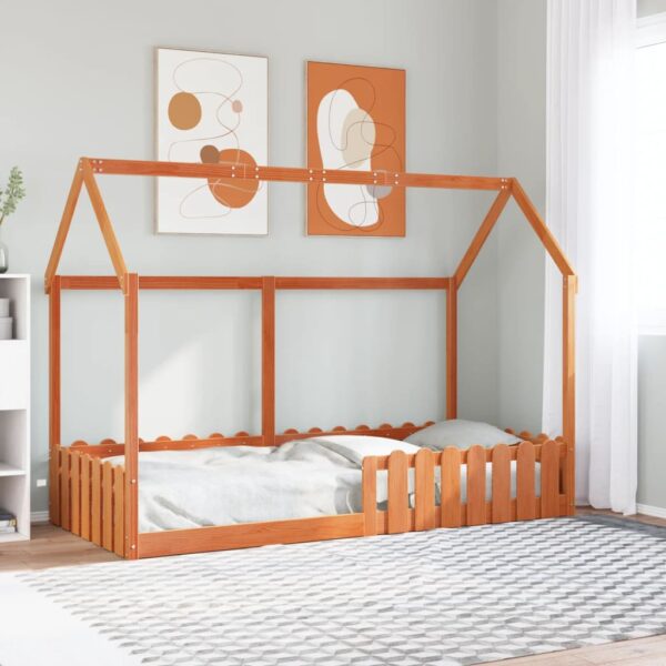 vidaXL sengeramme til husseng 90x200 cm massivt fyrretræ gyldenbrun