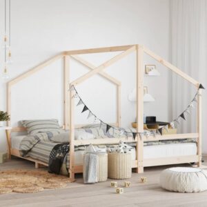 vidaXL sengeramme til juniorseng 2x(90x200) cm massivt fyrretræ