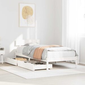 vidaXL sengeramme uden madras 100x200 cm massivt fyrretræ hvid