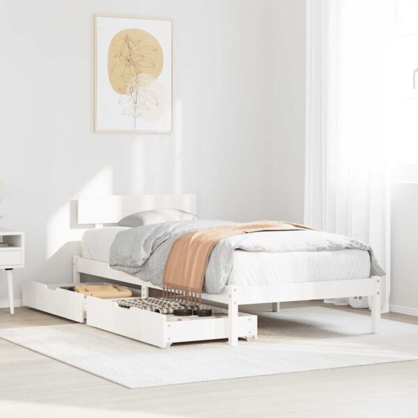 vidaXL sengeramme uden madras 100x200 cm massivt fyrretræ hvid