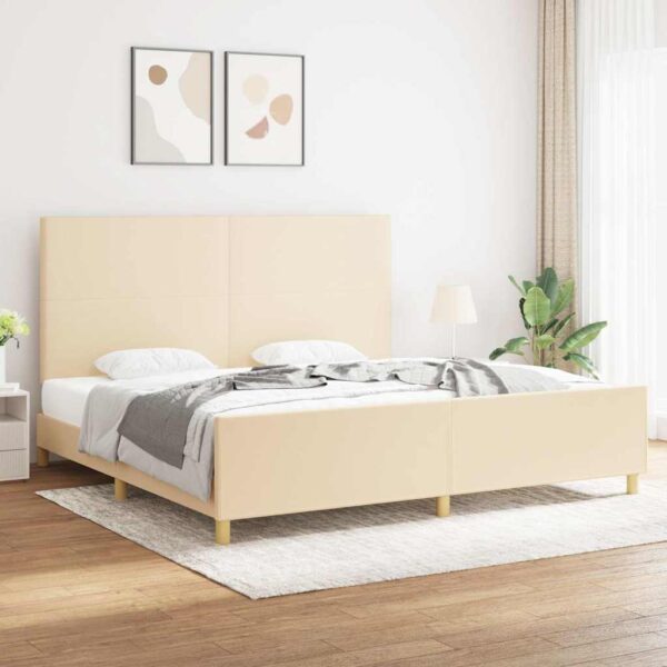 vidaXL sengeramme uden madras 200x200 cm stof cremefarvet