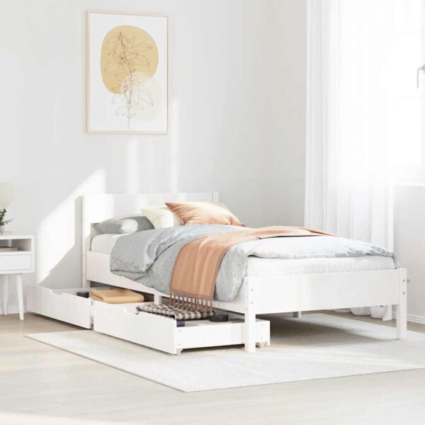 vidaXL sengeramme uden madras 90x200 cm massivt fyrretræ hvid