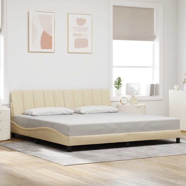 vidaXL sengeramme uden madras Hanko 200x200 cm stof cremefarvet