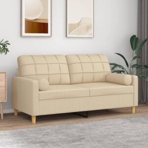 2-personers stofsofa med pyntepuder - cremefarvet