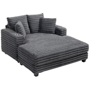 Chaiselong 2-personers stor sovesofa 134 x 151 cm med kopholder til stuen, grå