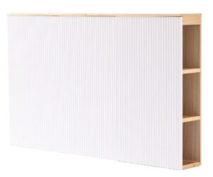 ESLOV Sengegavl i massivt træ, 160 cm, med opbevaring, hvid