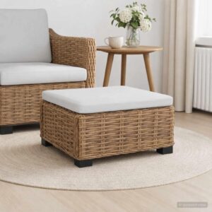 Fodstøtte med pude GENDT i naturlig rattan - naturfarvet