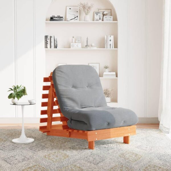 Futon med madras 70 x 206 x 11 cm - gyldenbrun/grå