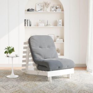 Futon med madras 70 x 206 x 11 cm - hvid/grå