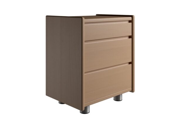 Kaagaard - Sengebord med 3 skuffer - Bøg med metal ben 50 cm x 57 cm x 37 cm | Møbelsalg.dk