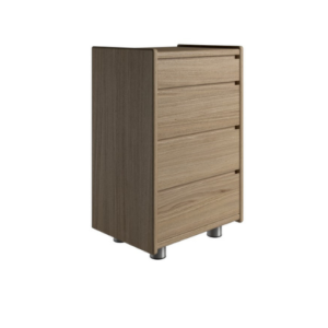 Kaagaard - Sengebord med 4 skuffer - Eg med metalben 50 cm x 74 cm x 37 cm | Møbelsalg.dk