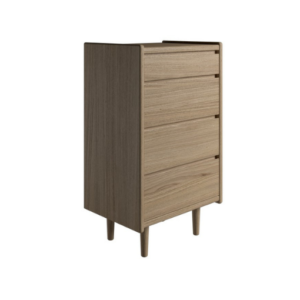Kaagaard - Sengebord med 4 skuffer - Eg med træben 50 cm x 74 cm x 37 cm | Møbelsalg.dk
